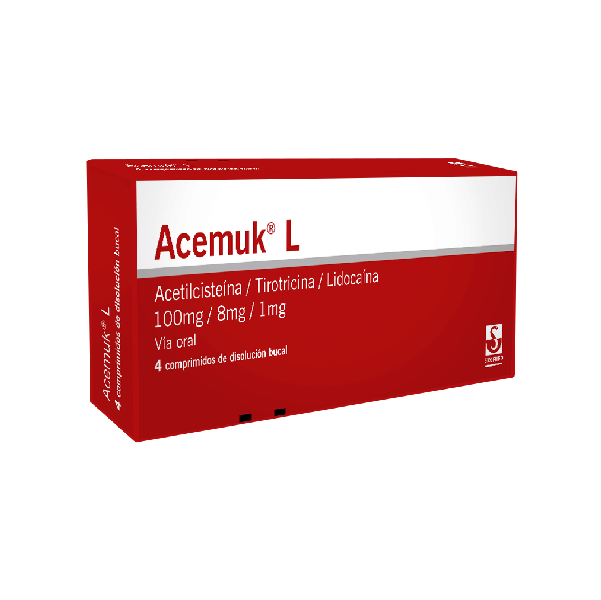 Acemuk-L 100 mg - Cajas 4 Comprimidos Disolución Bucal