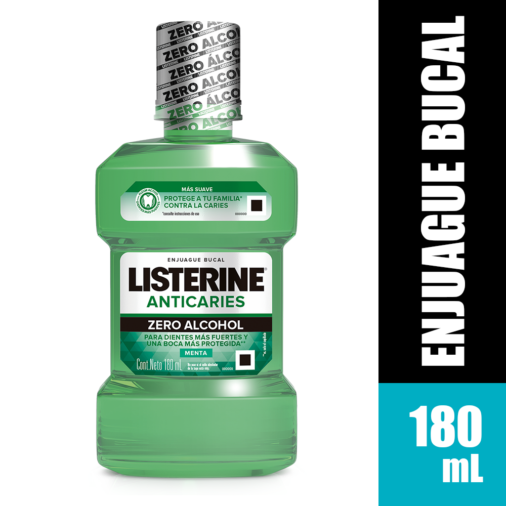 Enjuague Bucal Listerine Anticaries Zero Alcohol - Frasco 180 Ml