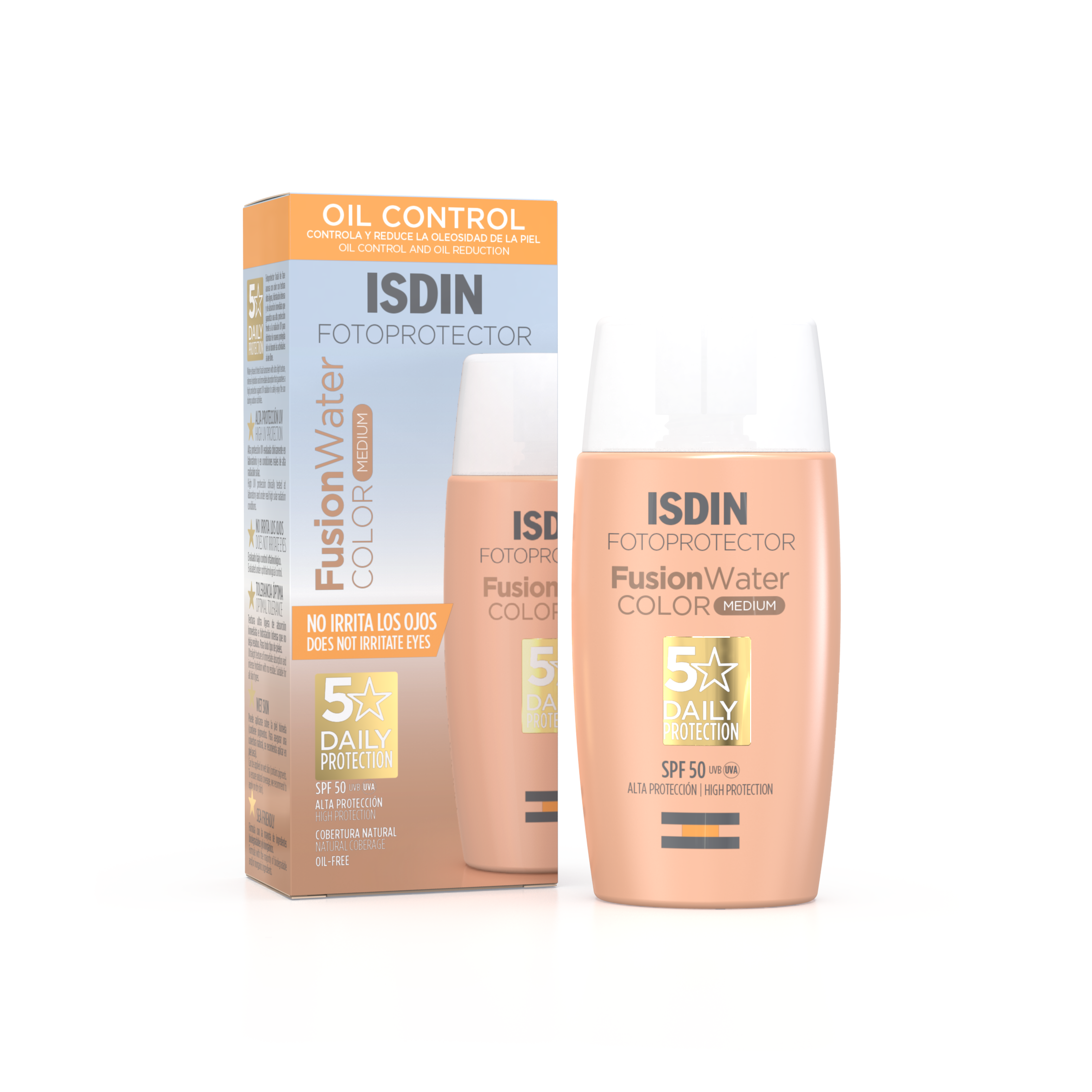 Fotoprotector Isdin Fusion Water Color Medio Oil Control FPS 50+ - Frasco 50 Ml