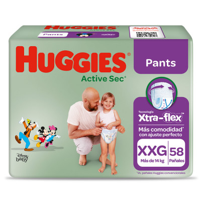 Huggies Acive Sec Big Pack Pañal XXG - 58 Un