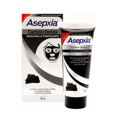 Asepxia Mascarilla Peel Off Carbón Detox  - Tubo 30 G