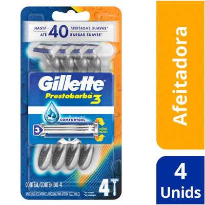 Gillette Prestobarba 3 Hojas X 4 Maquinas